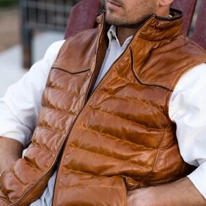 TEXAS STYLE MAVERICK BROWN LEATHER VEST